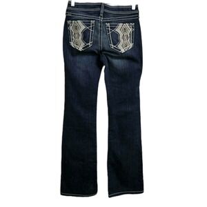 Ariat Jeans‎ Women 26L Blue Turquoise Bootcut Embroidered Contrast Stitch Long